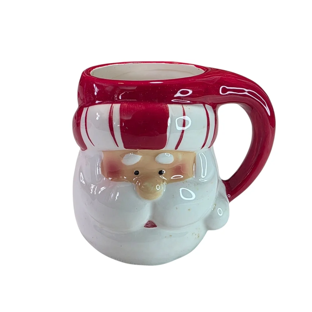 Vintage Festive Santa Cocoa Mug Red and White EUC